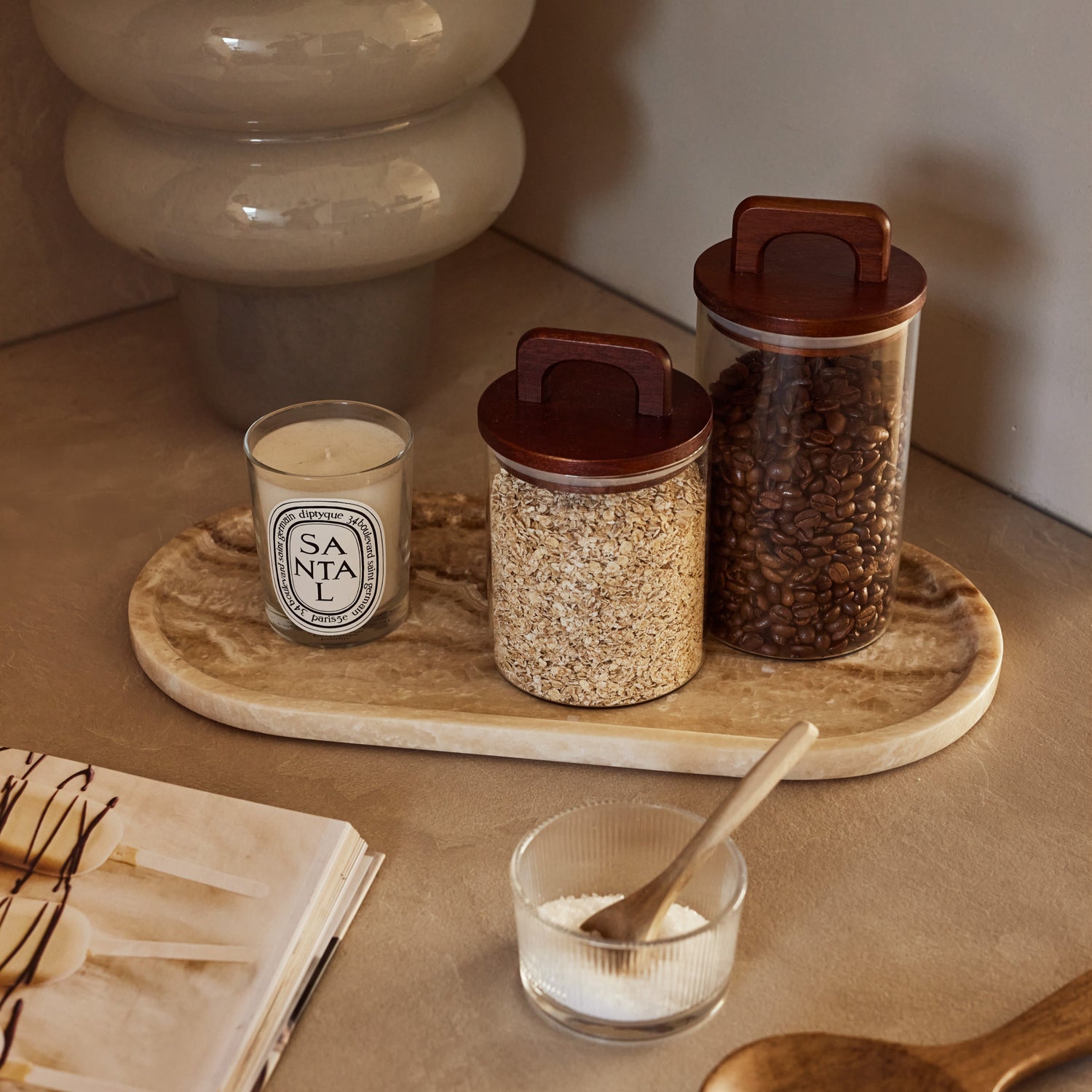 Marble tray oval 40x20cm sandal onyx