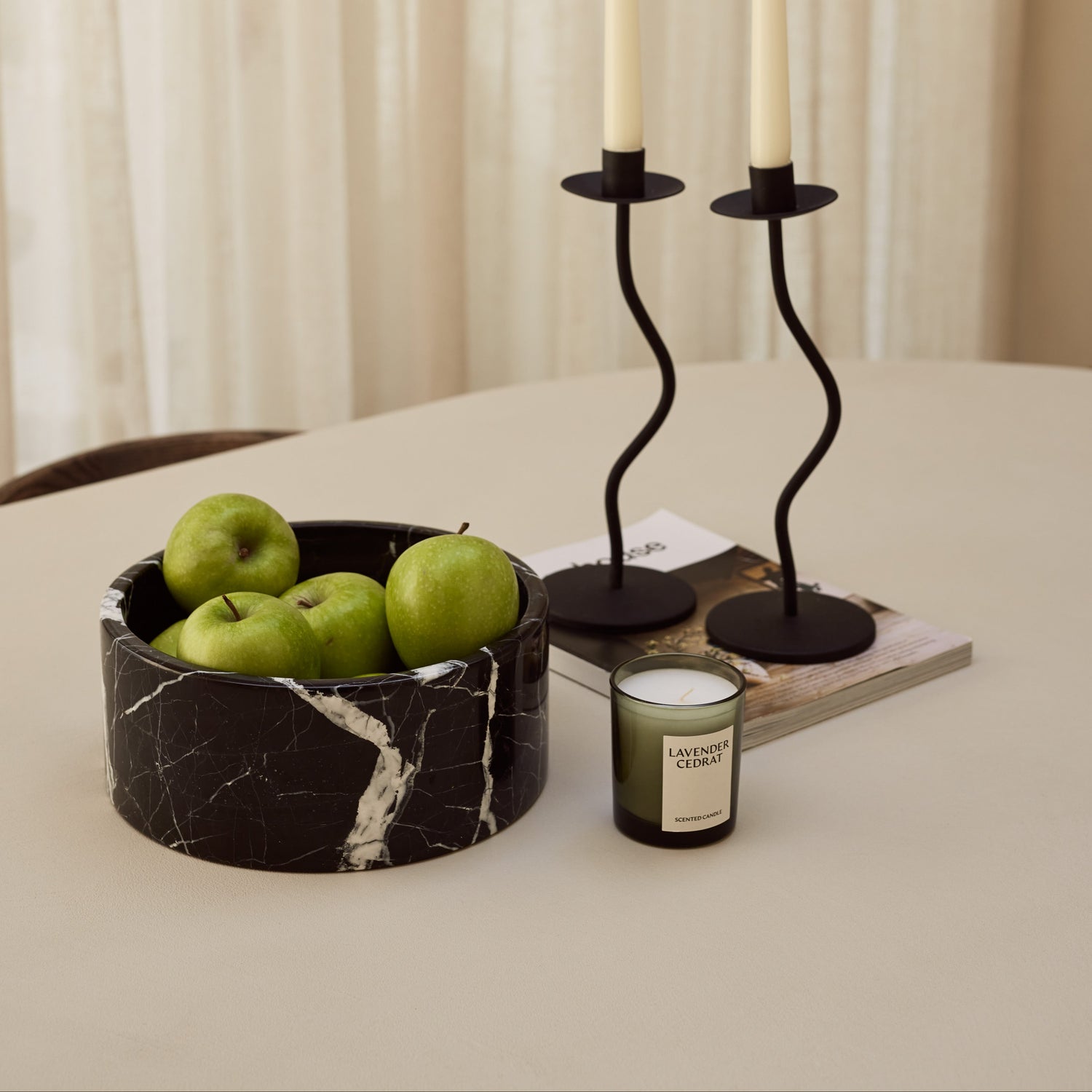 Marble fruit bowl round Ø24cm black