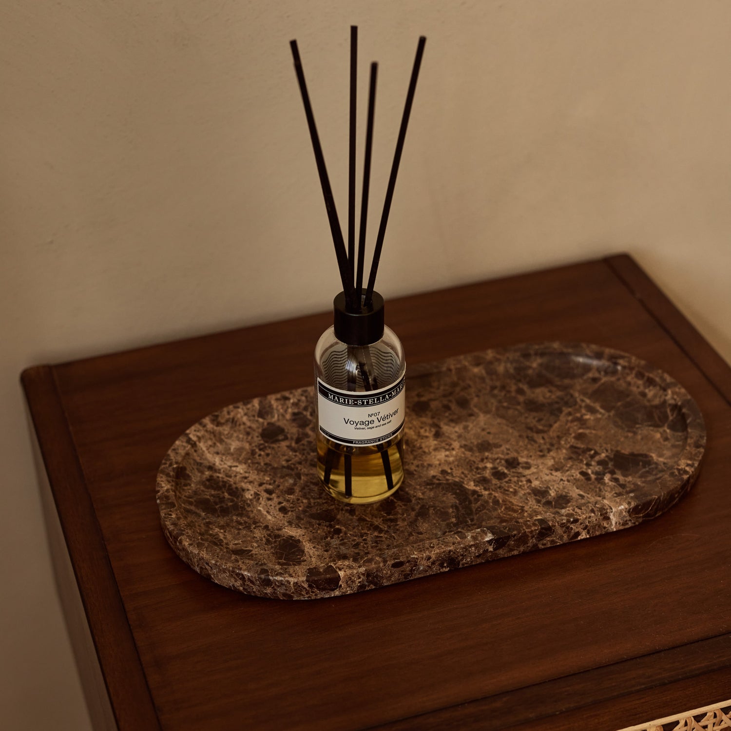 Ovale Marmorschale 30x15cm braun