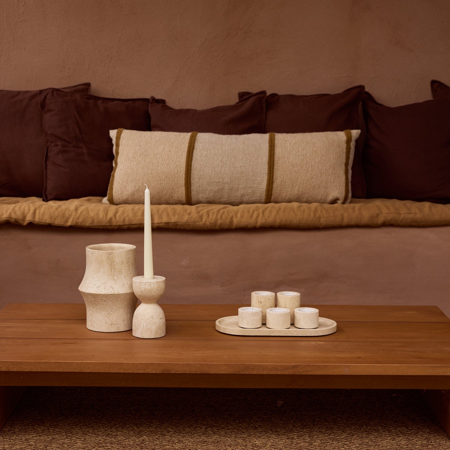 Travertine design vase Ø12x20cm