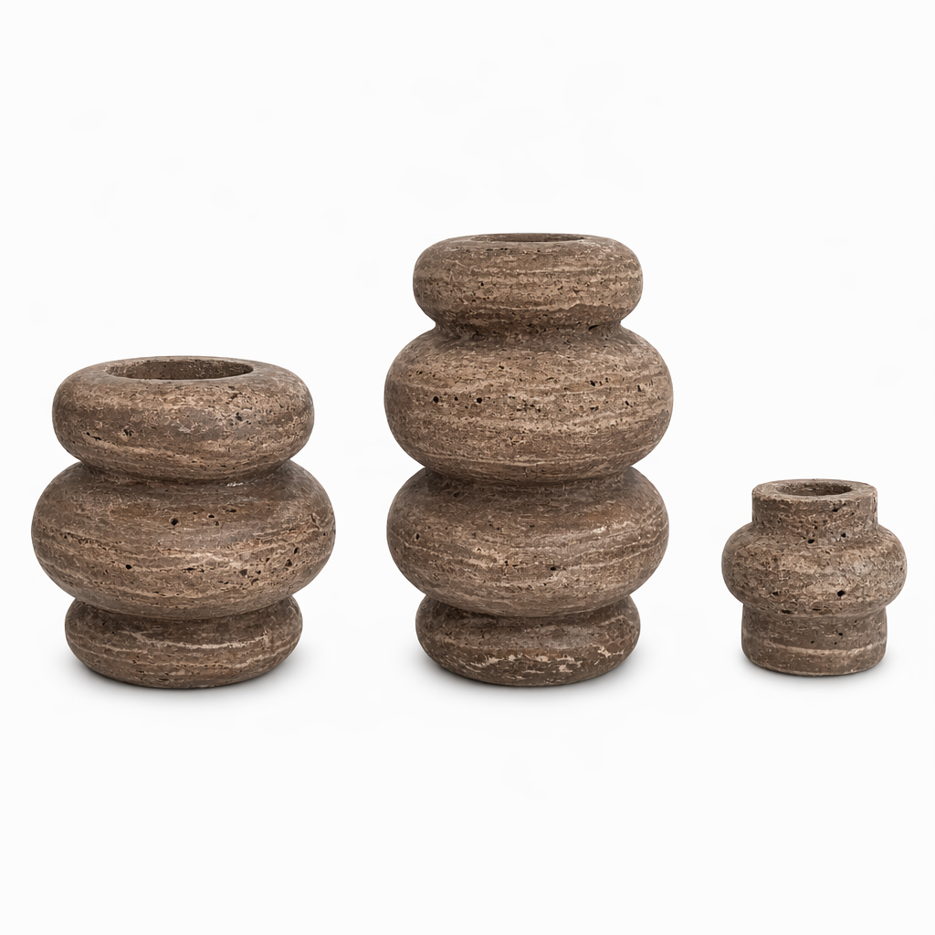 Bublé Vase M Ø20x21cm Titanium Travertin