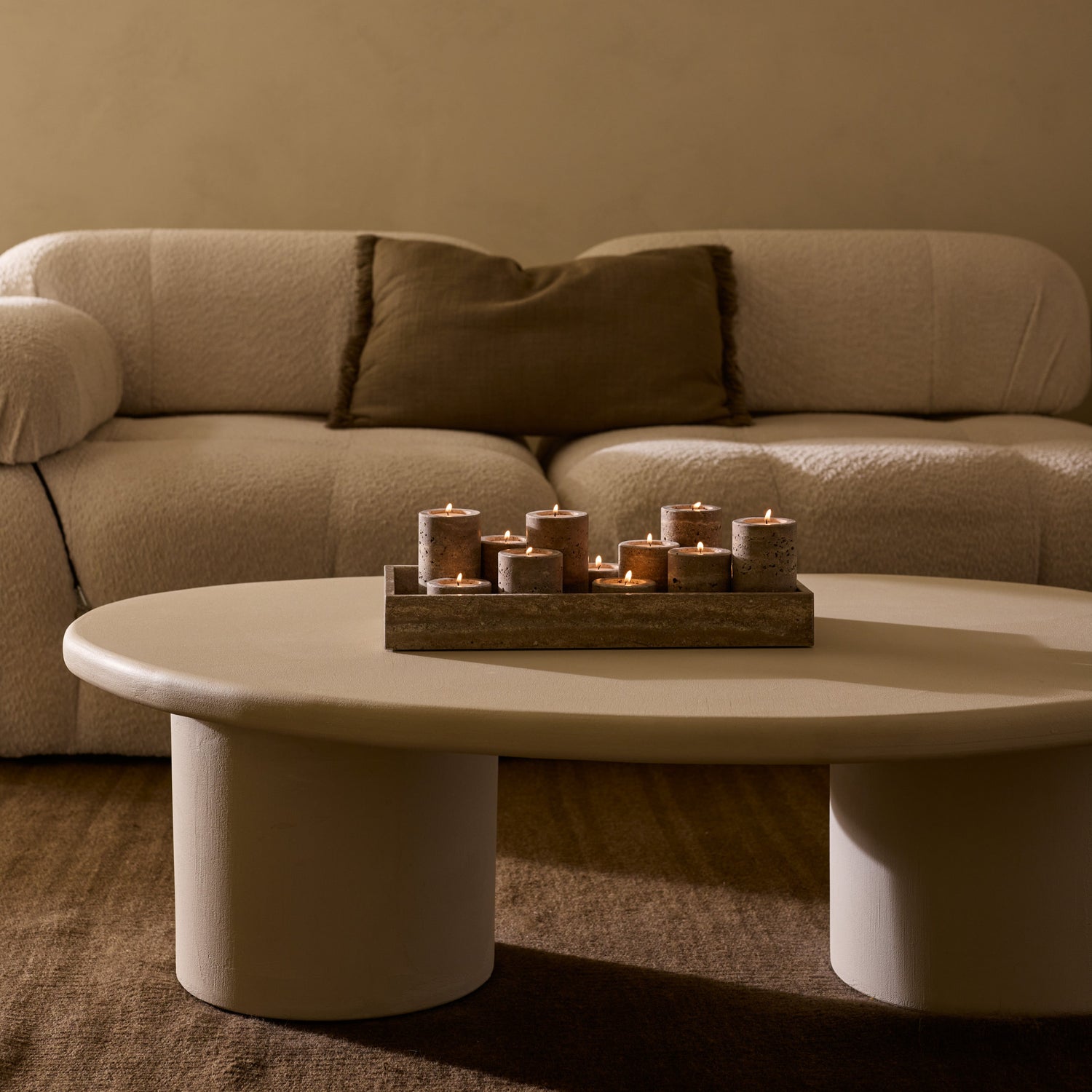 Marble tray with edge 40x20x5cm Titanium travertine