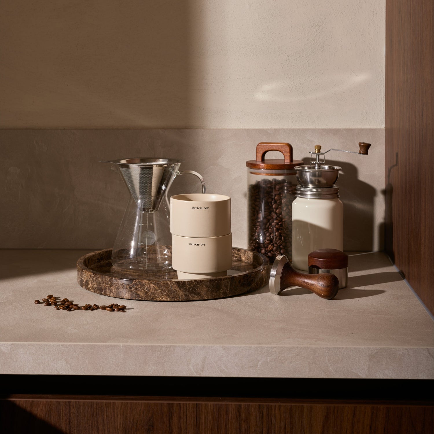 Marble tray round with edge tray Ø30cm brown