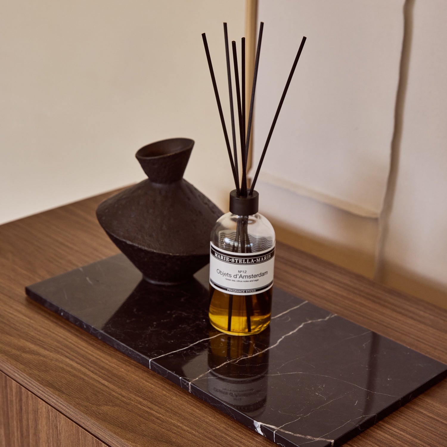 Marble tray rectangle L black 20x40cm