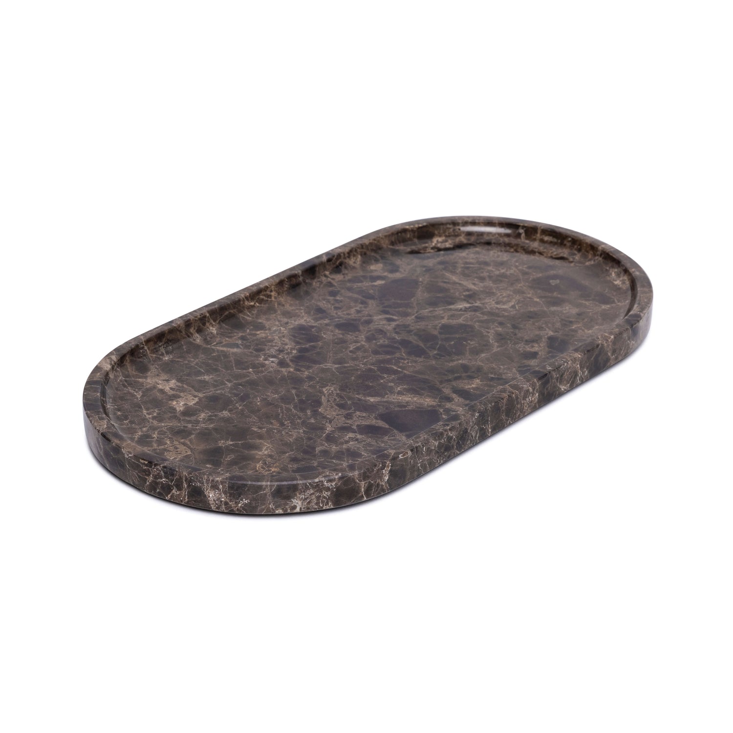 Marble tray oval 30x15cm brown