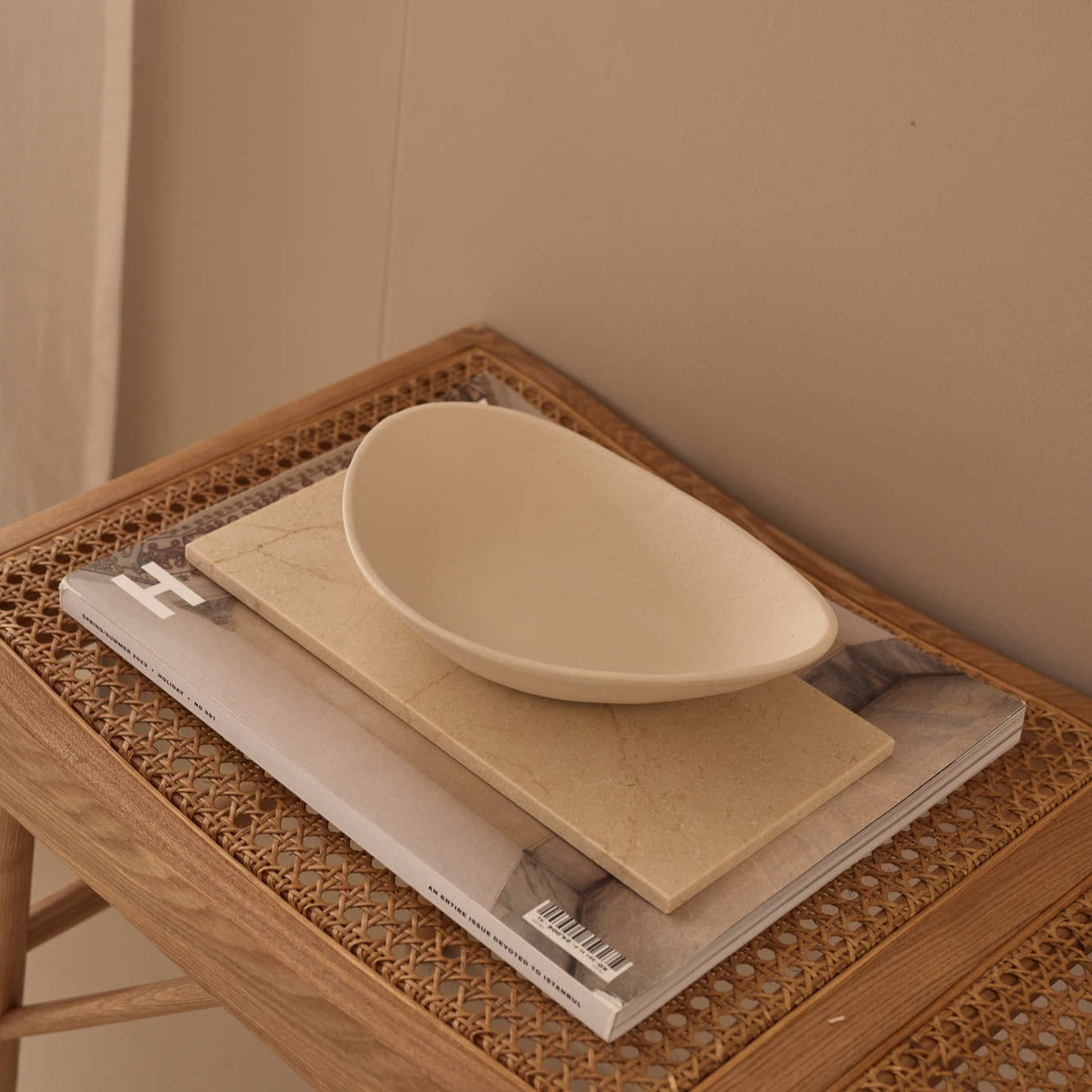 Marmer dienblad rechthoek M beige