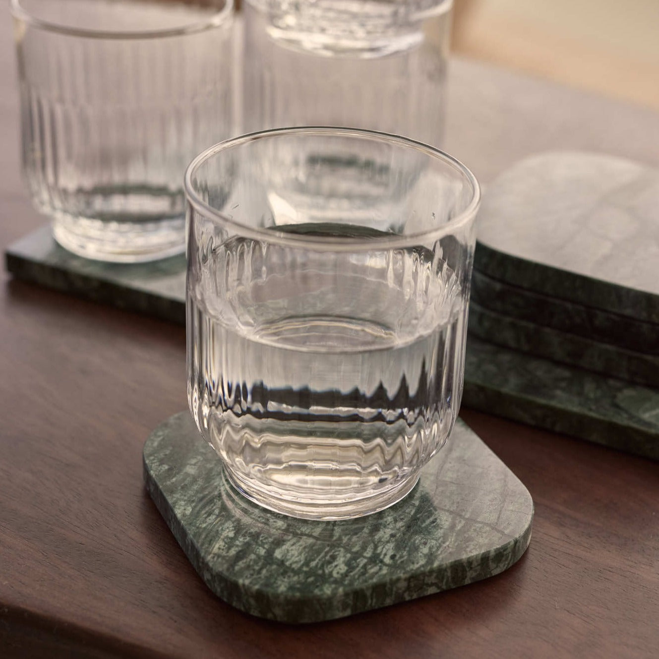 Coaster marble - organic - green set of 4 pieces - 10x10x1cm