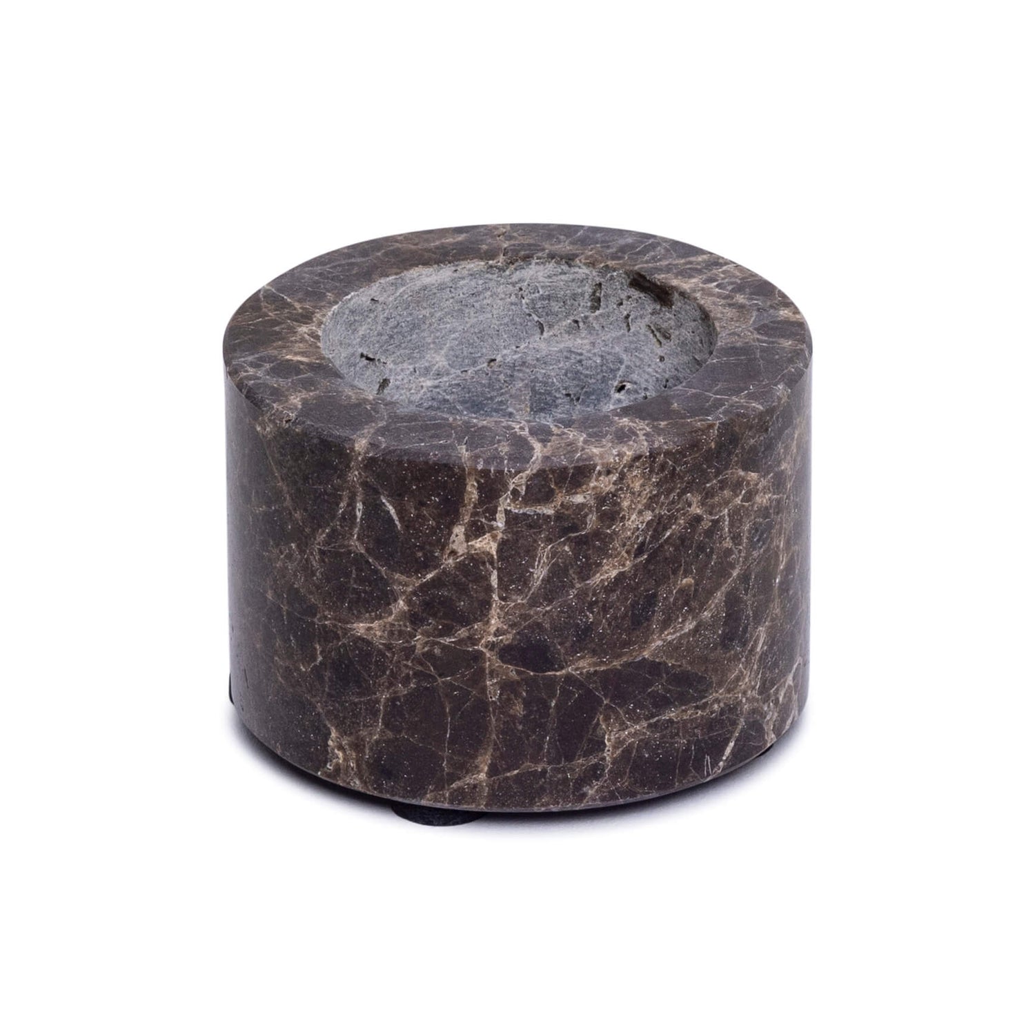 Marble tealight holder S Ø6x4cm brown