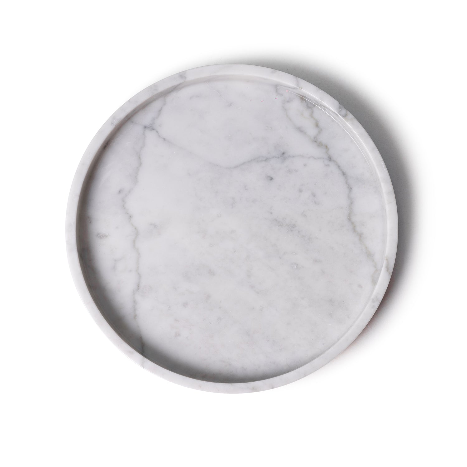Marmer dienblad rond met rand tray wit