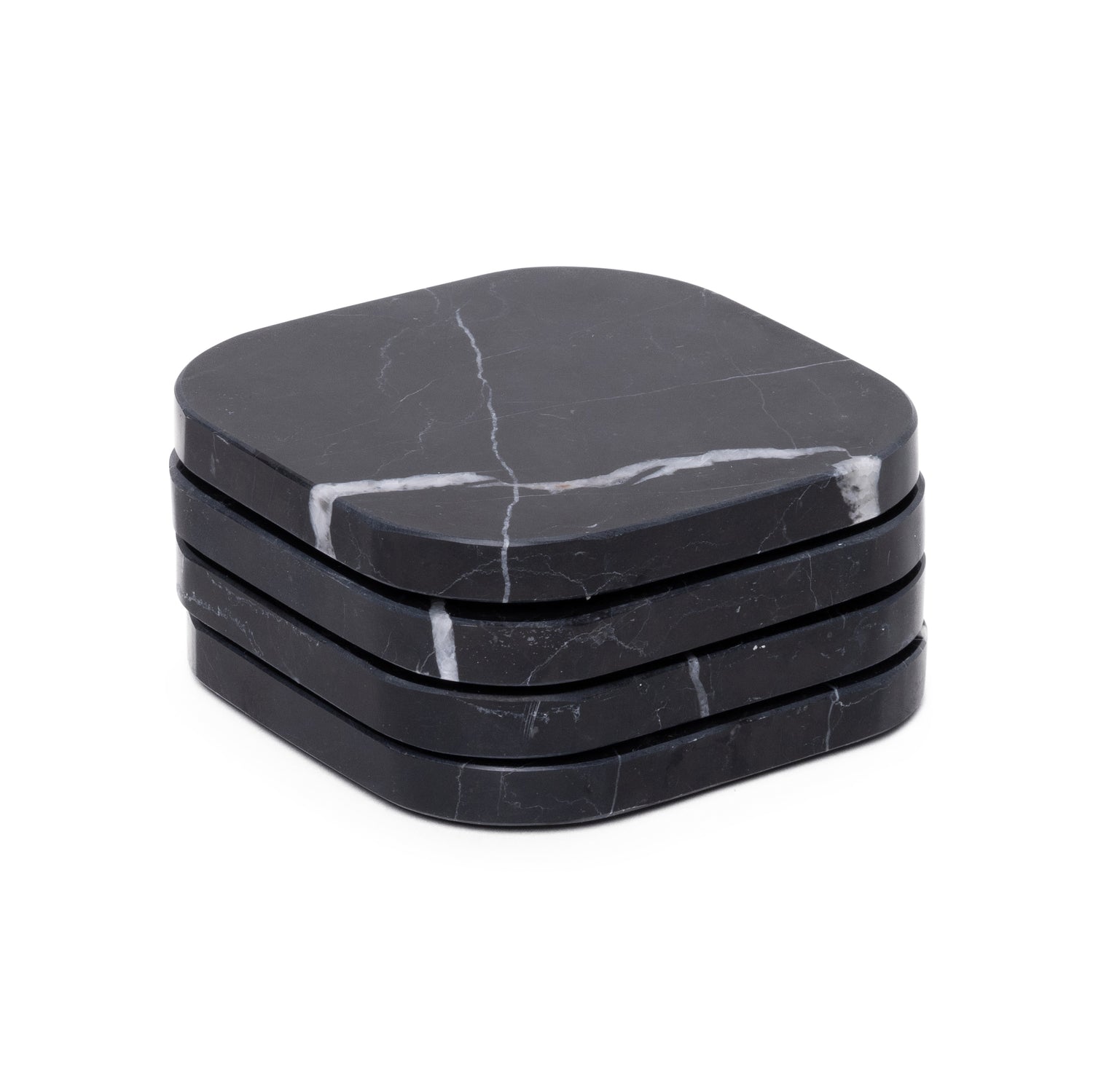 Coaster marble - organic - black set of 4 pieces - 10x10x1cm