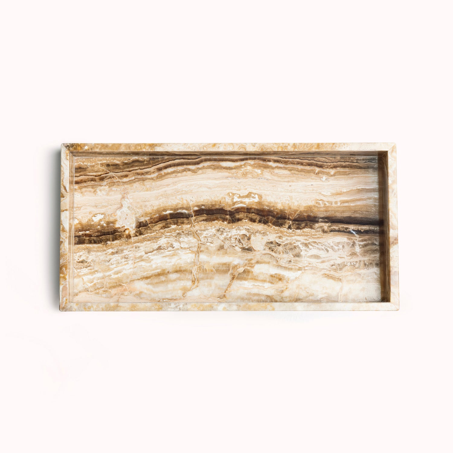 Marble tray with edge 40x20cm sandal onyx