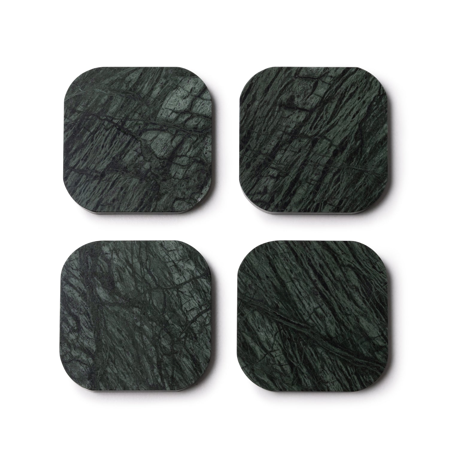 Coaster marble - organic - green set of 4 pieces - 10x10x1cm