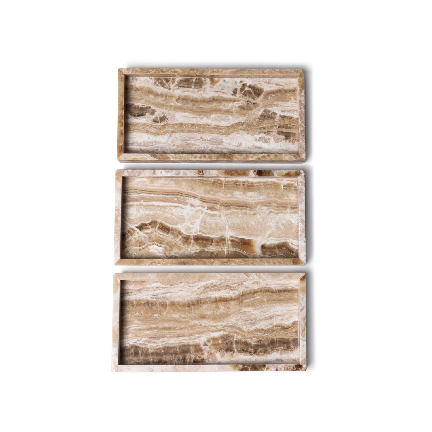 Marble tray with edge 15x30cm sandal onyx