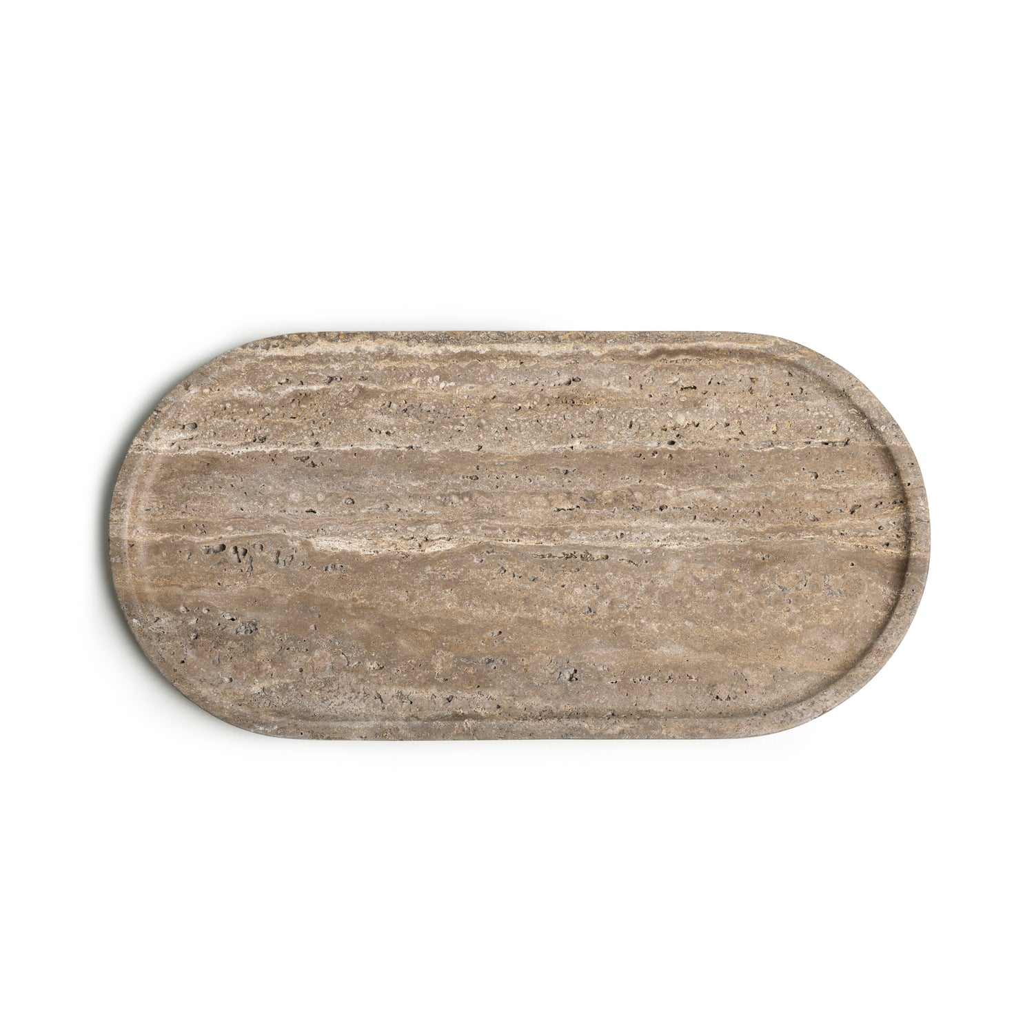 Marble tray oval 40x20cm Titanium travertine