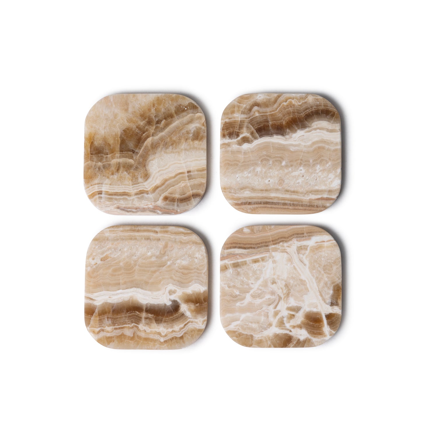 Marble coasters - organic - sandal onyx - set of 4 - 10x10x1cm