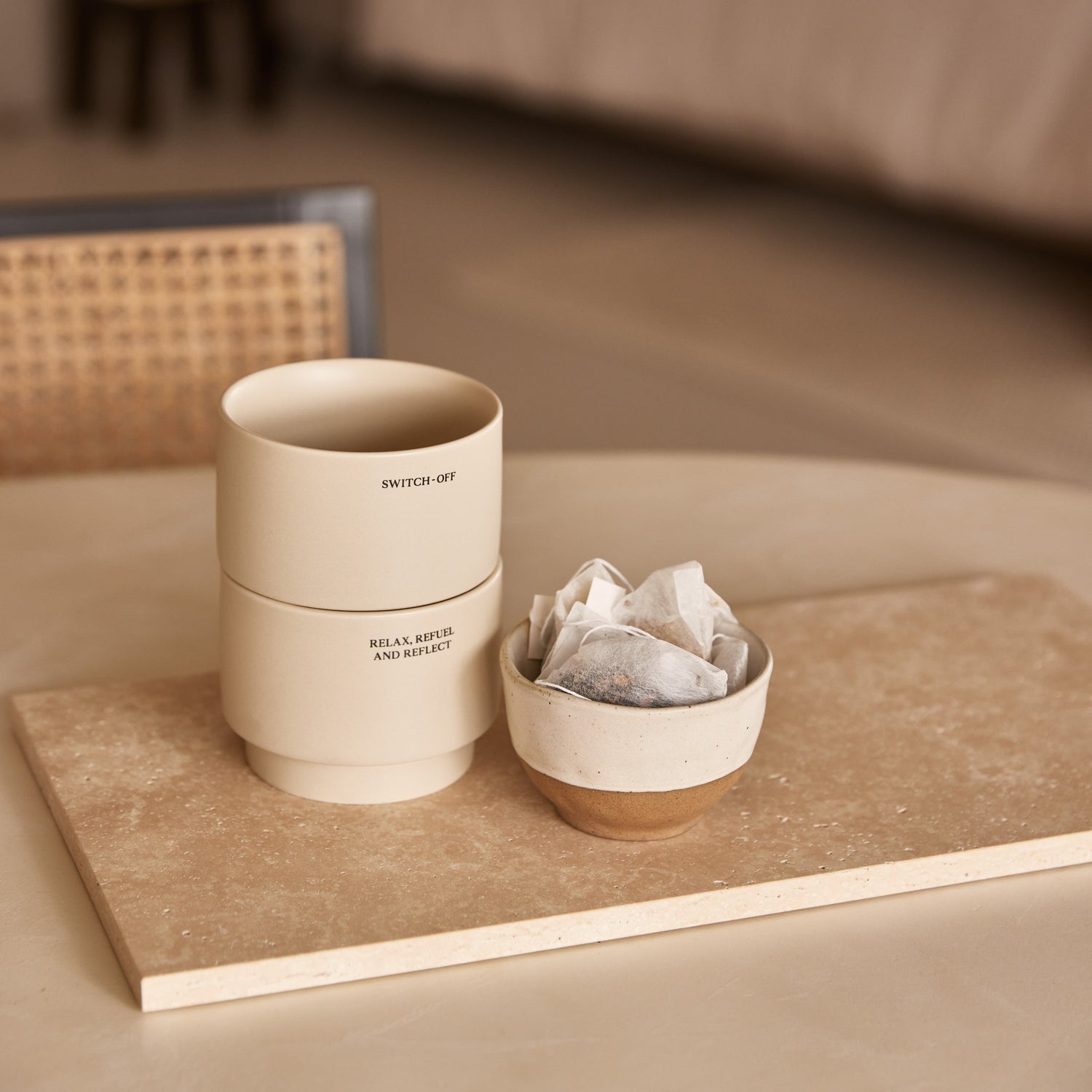 Travertine dienblad plateau L MOOISA