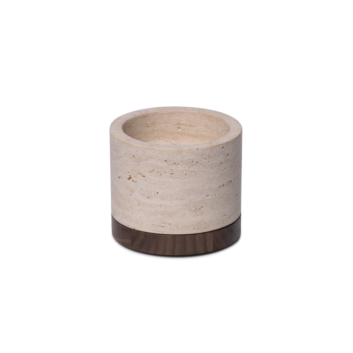Travertin-Kerzenhalter M Ø9,5x6,5cm inkl. Holztablett