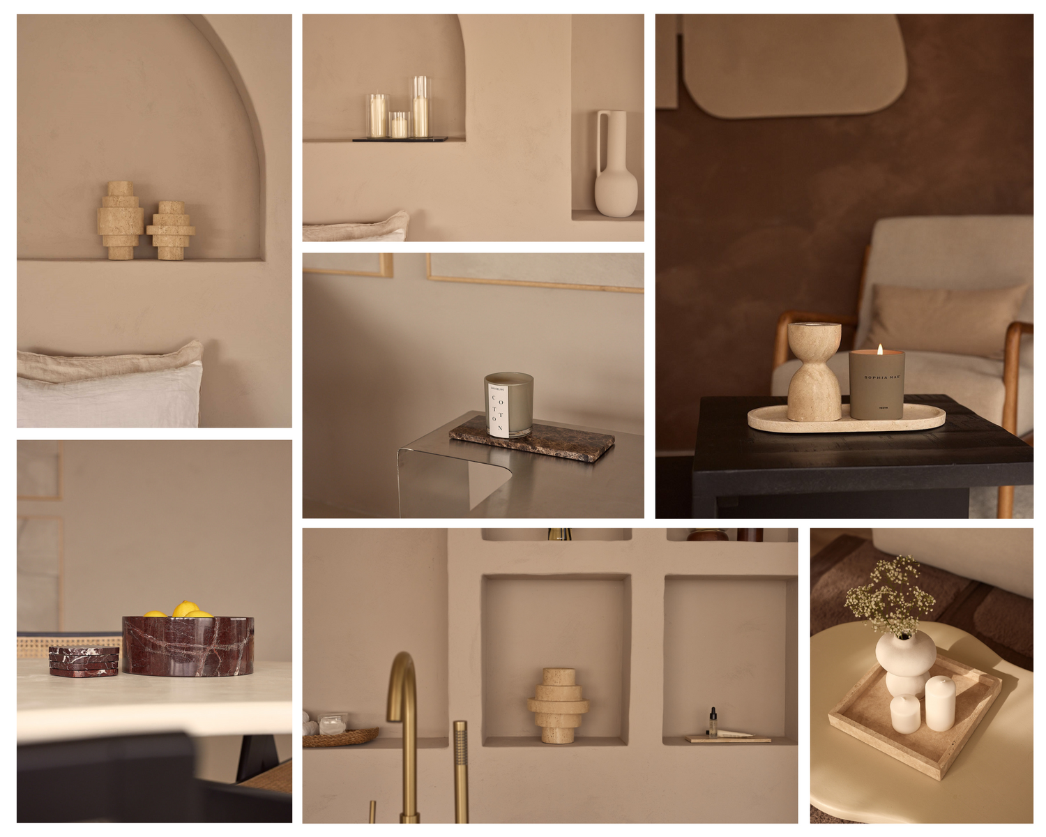 Marmer collectie: Marmer zwart, Marmer wit, Marmer groen, Marmer bruin, Marmer beige en Travertine