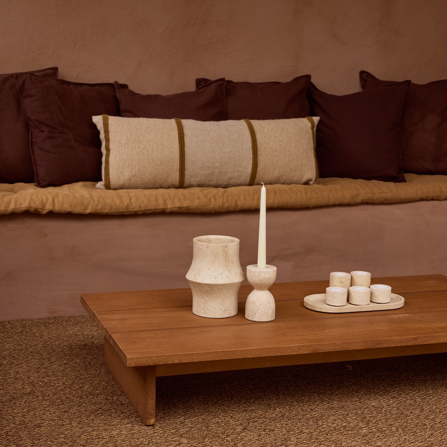 Travertin-Designvase Ø12x20cm