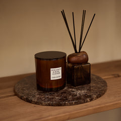 Bruin marmer dienblad rond 30cm MOOISA