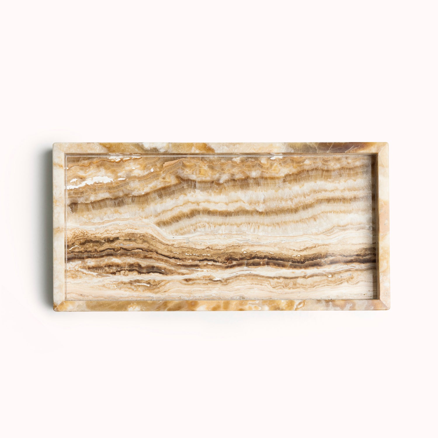 Marble tray with edge 15x30cm sandal onyx