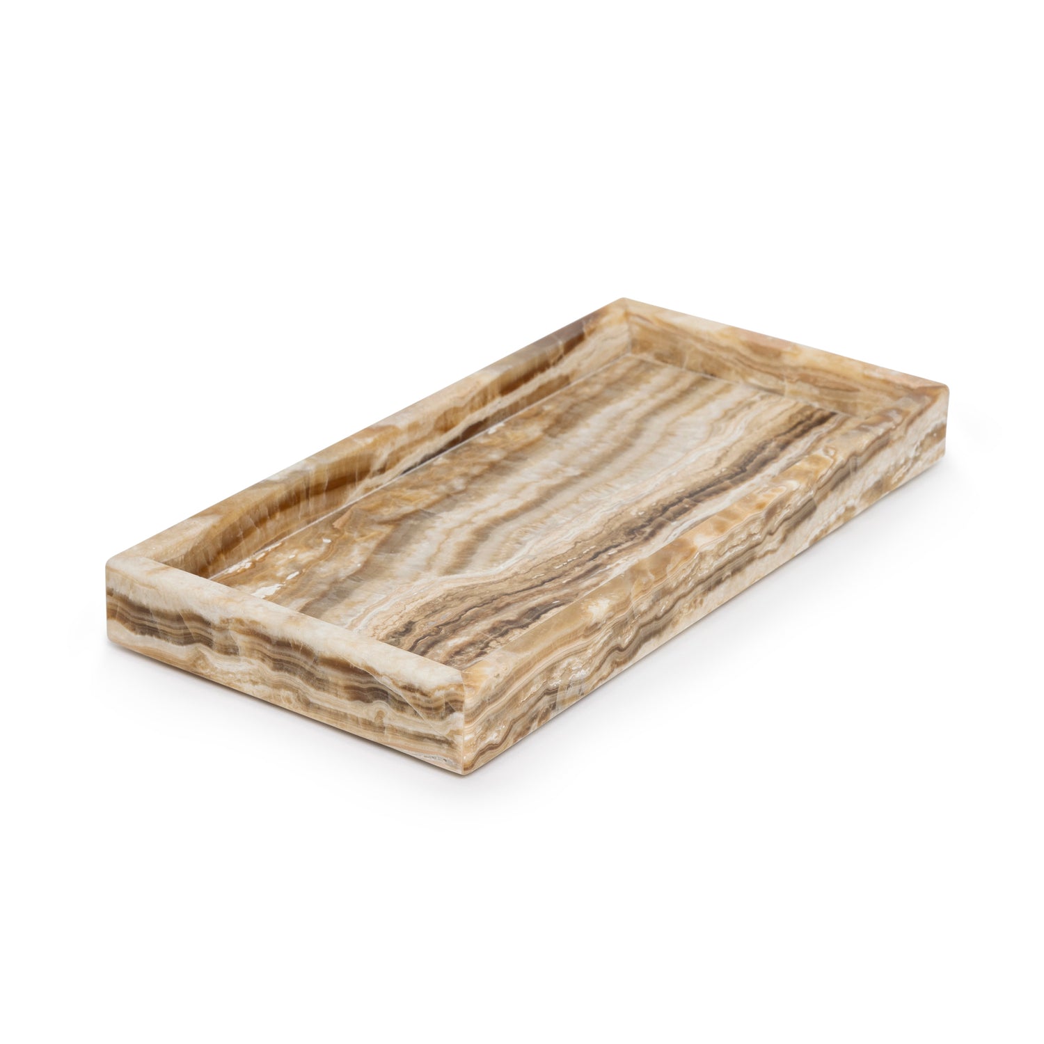 Marble tray with edge 15x30cm sandal onyx