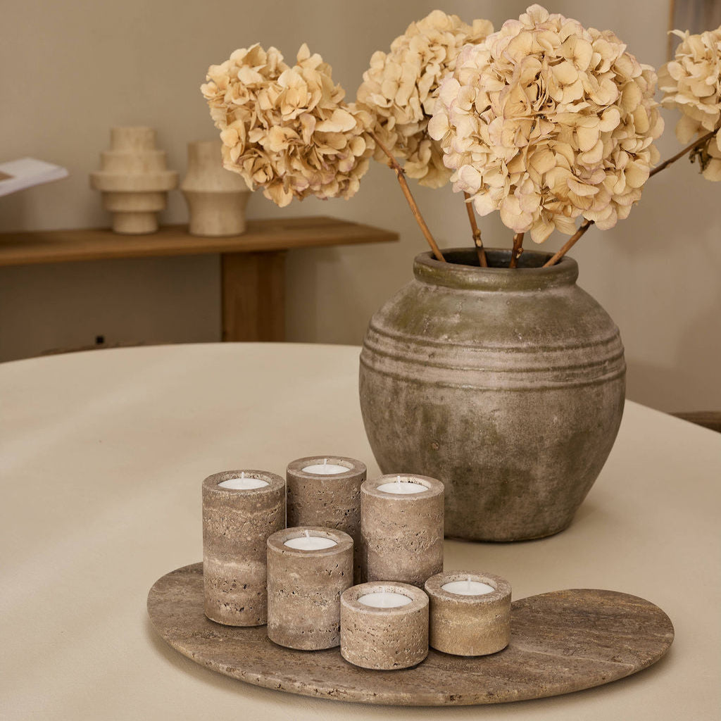 Organic tray Titanium travertine kidney 40x23cm