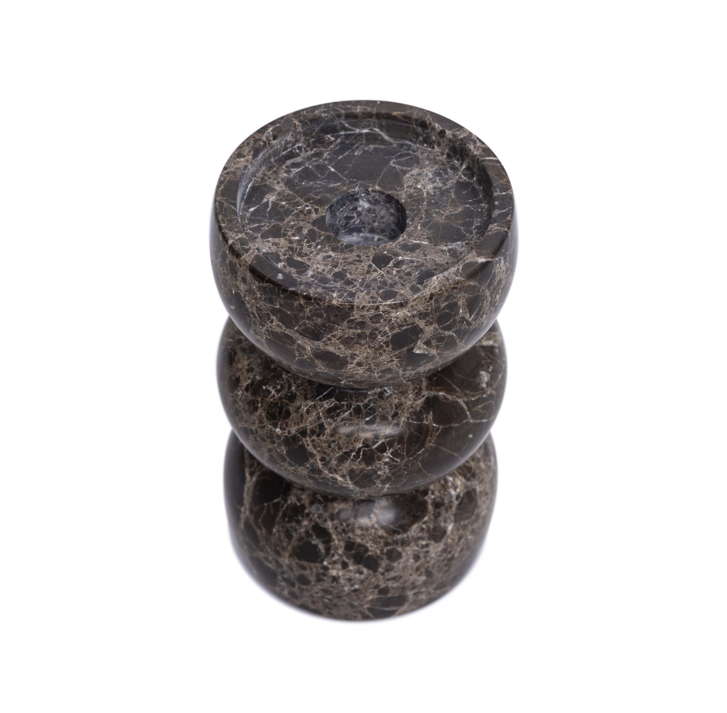 Yubí candle holder brown marble H15cm