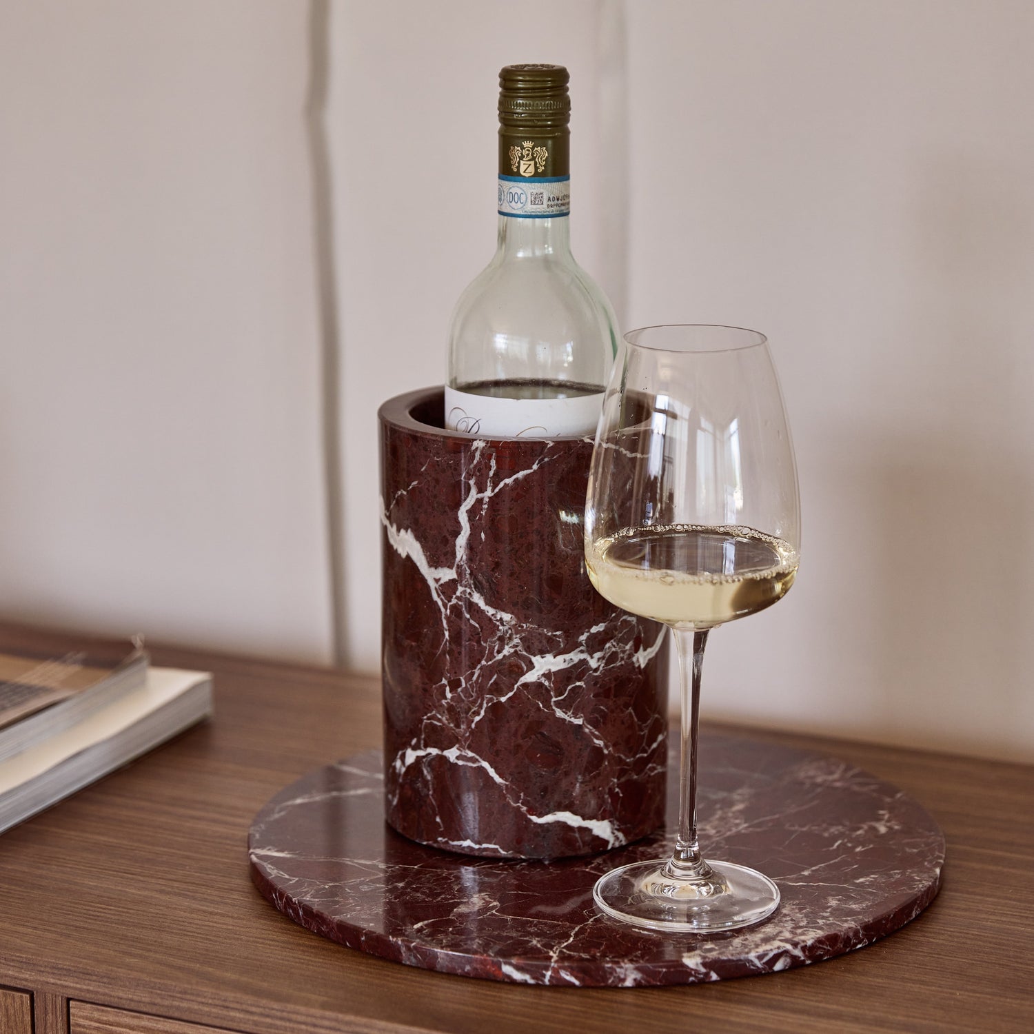 Marble vase/wine cooler red Ø12x18cm