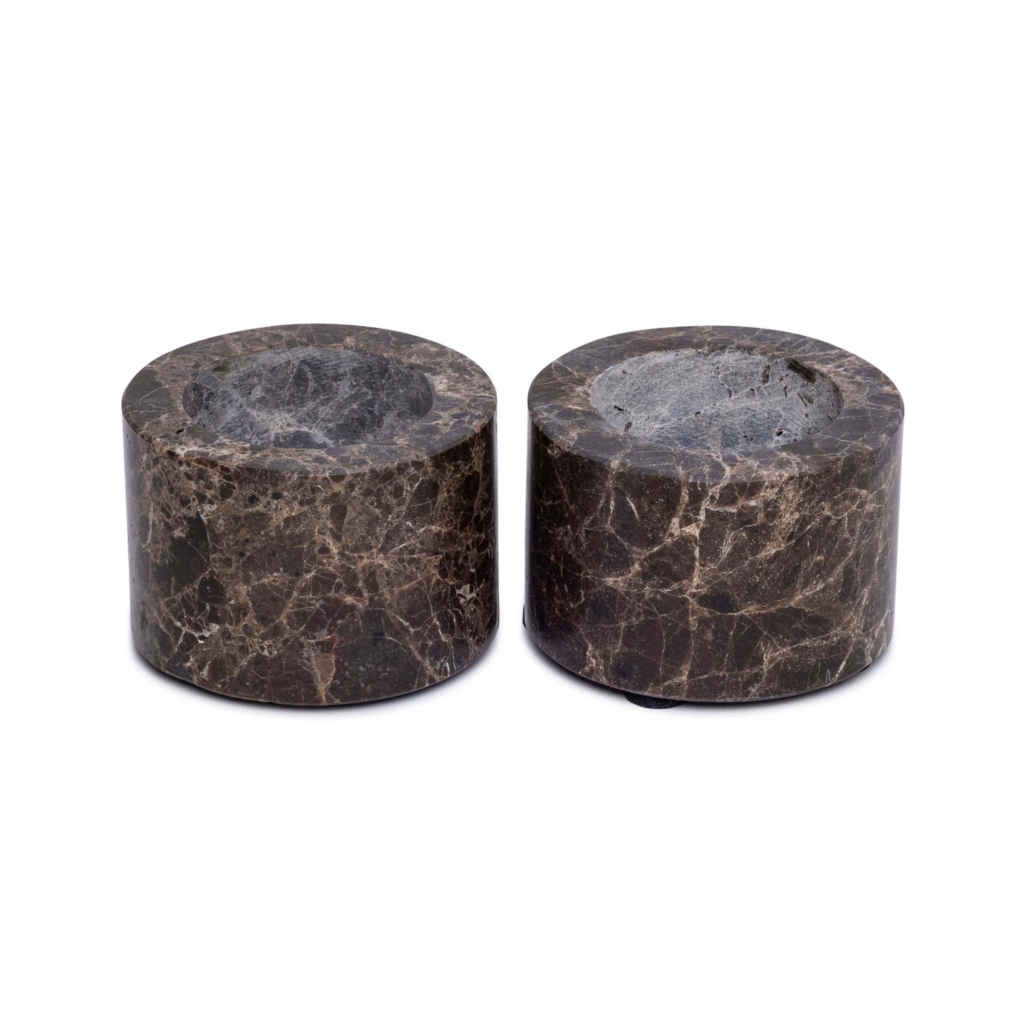 Marble tealight holder S Ø6x4cm brown