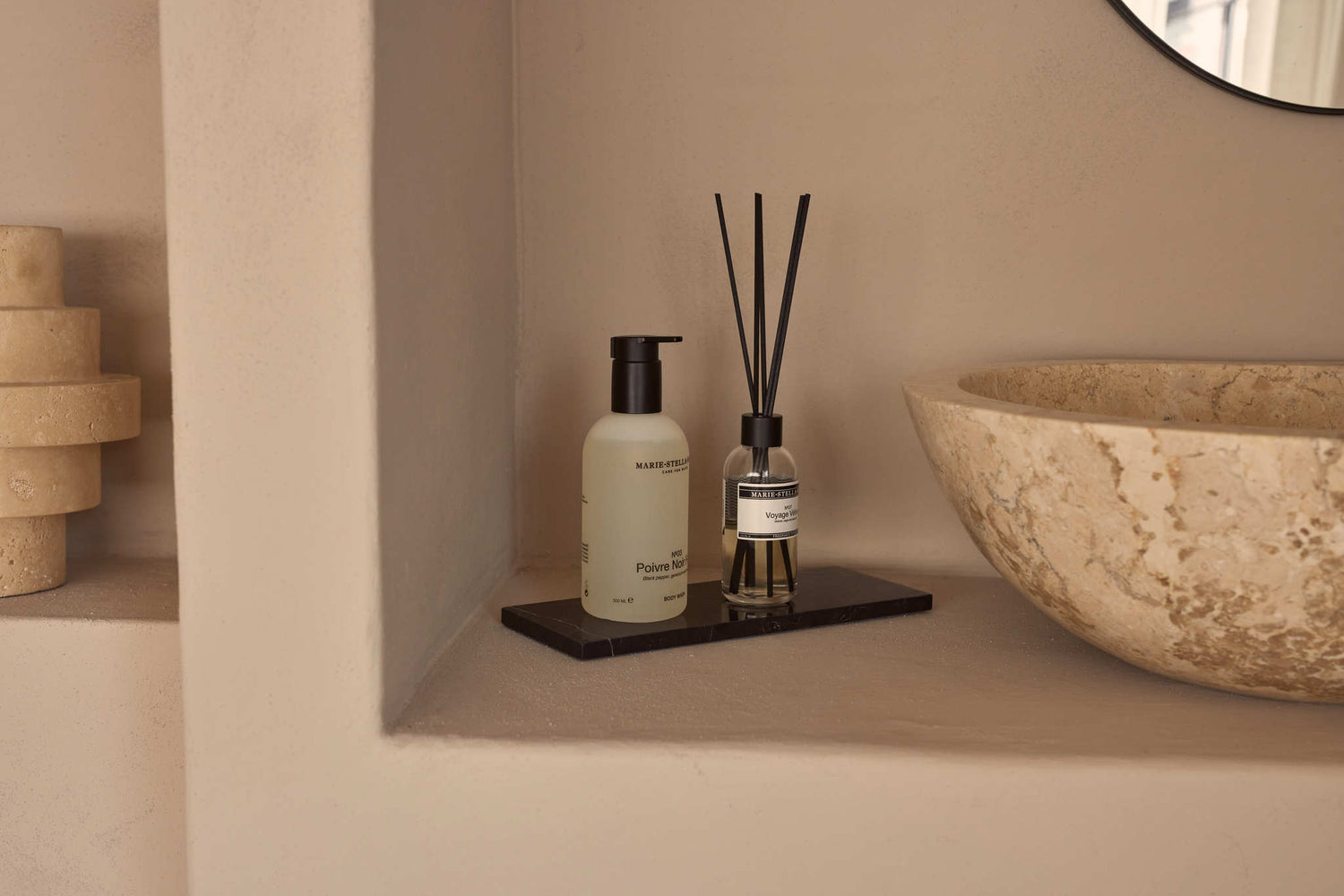 Marmer dienblad rechthoek S zwart