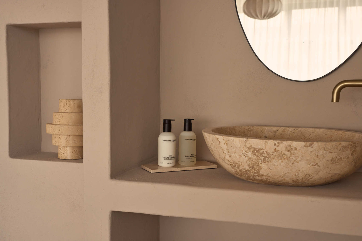 Marmer dienblad rechthoek S beige