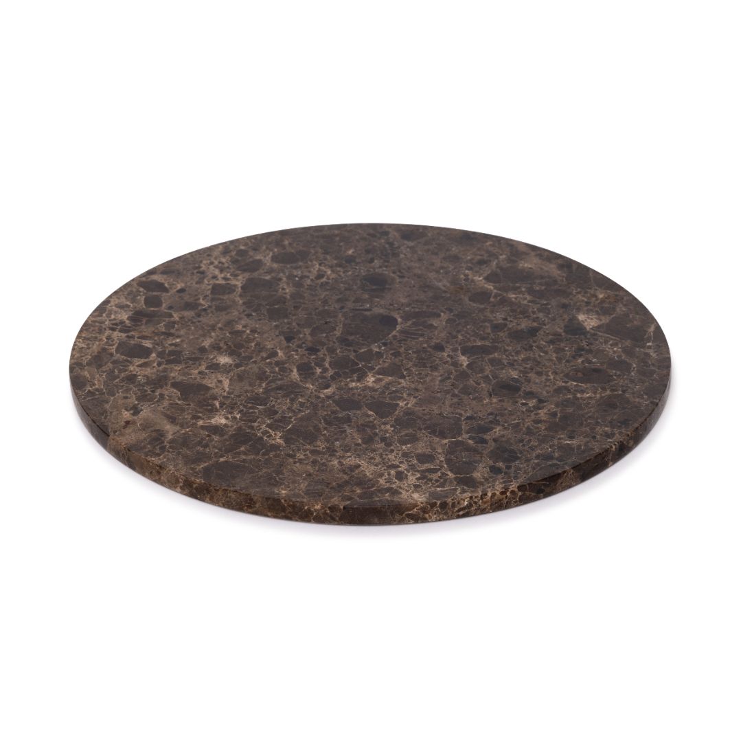 Marble tray round Ø30cm brown