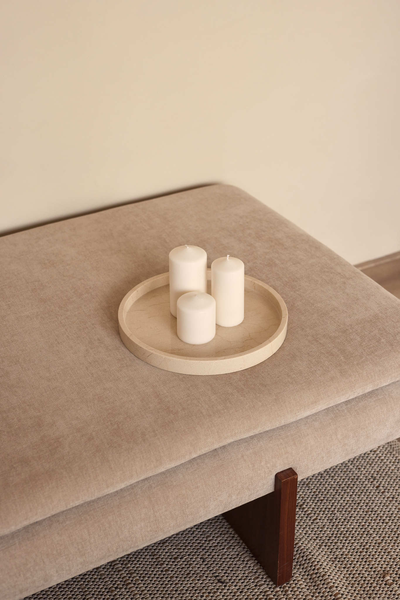 Marmer dienblad rond met rand tray beige