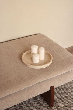 Marmer dienblad rond met rand tray beige