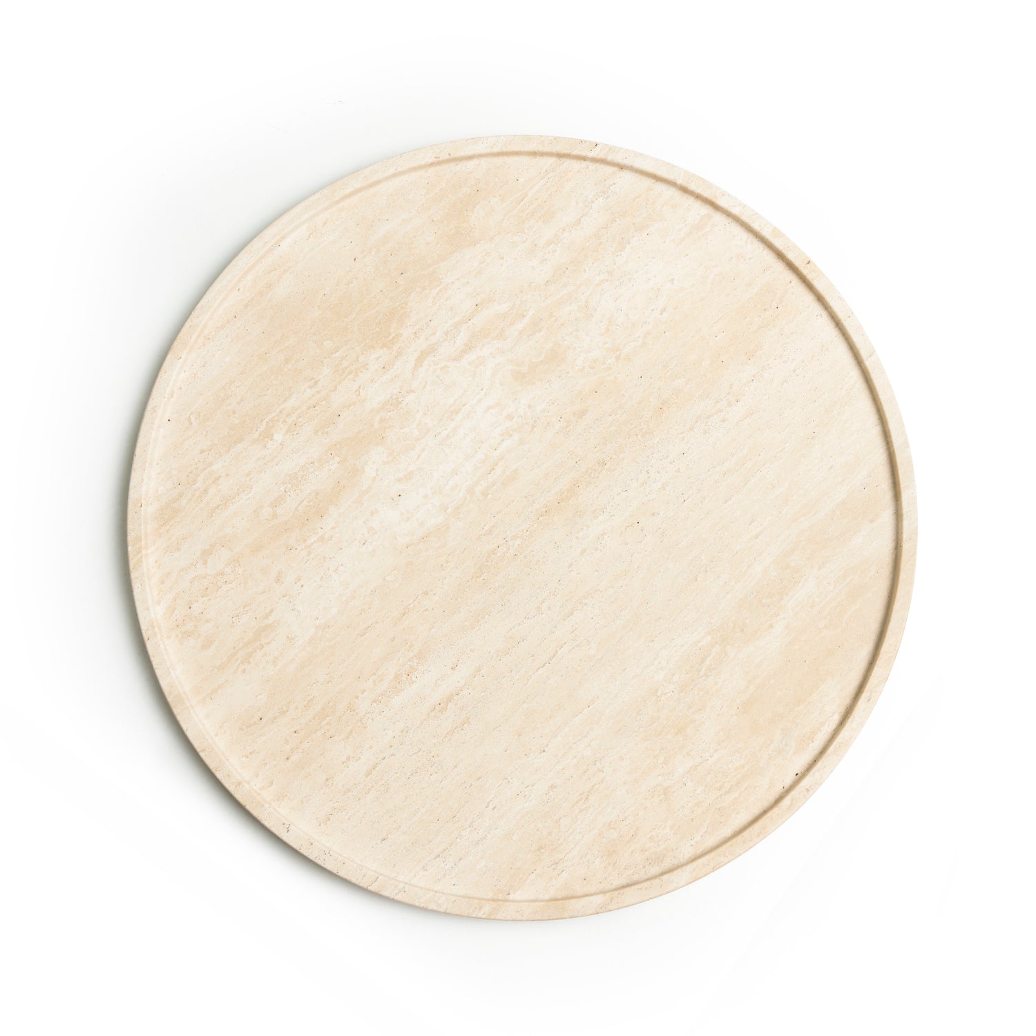 Travertine dienblad rond met rand 45cm (OUTLET)