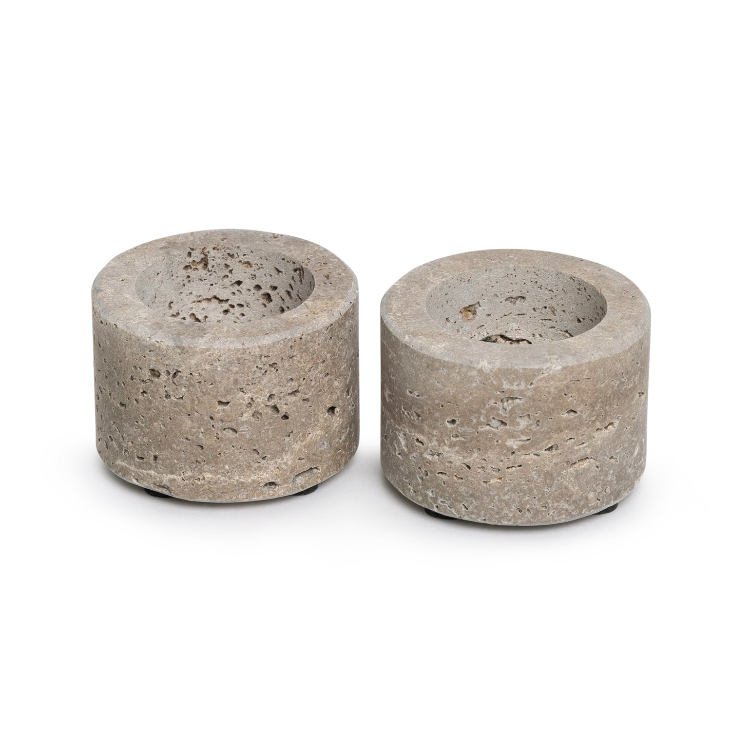 Titanium travertine tealight holder S Ø6x4cm