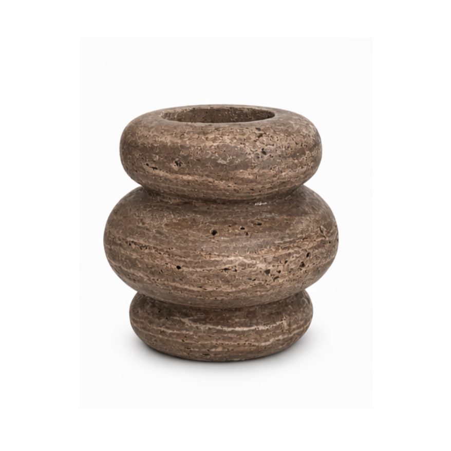 Bublé Vase M Ø20x21cm Titanium Travertin