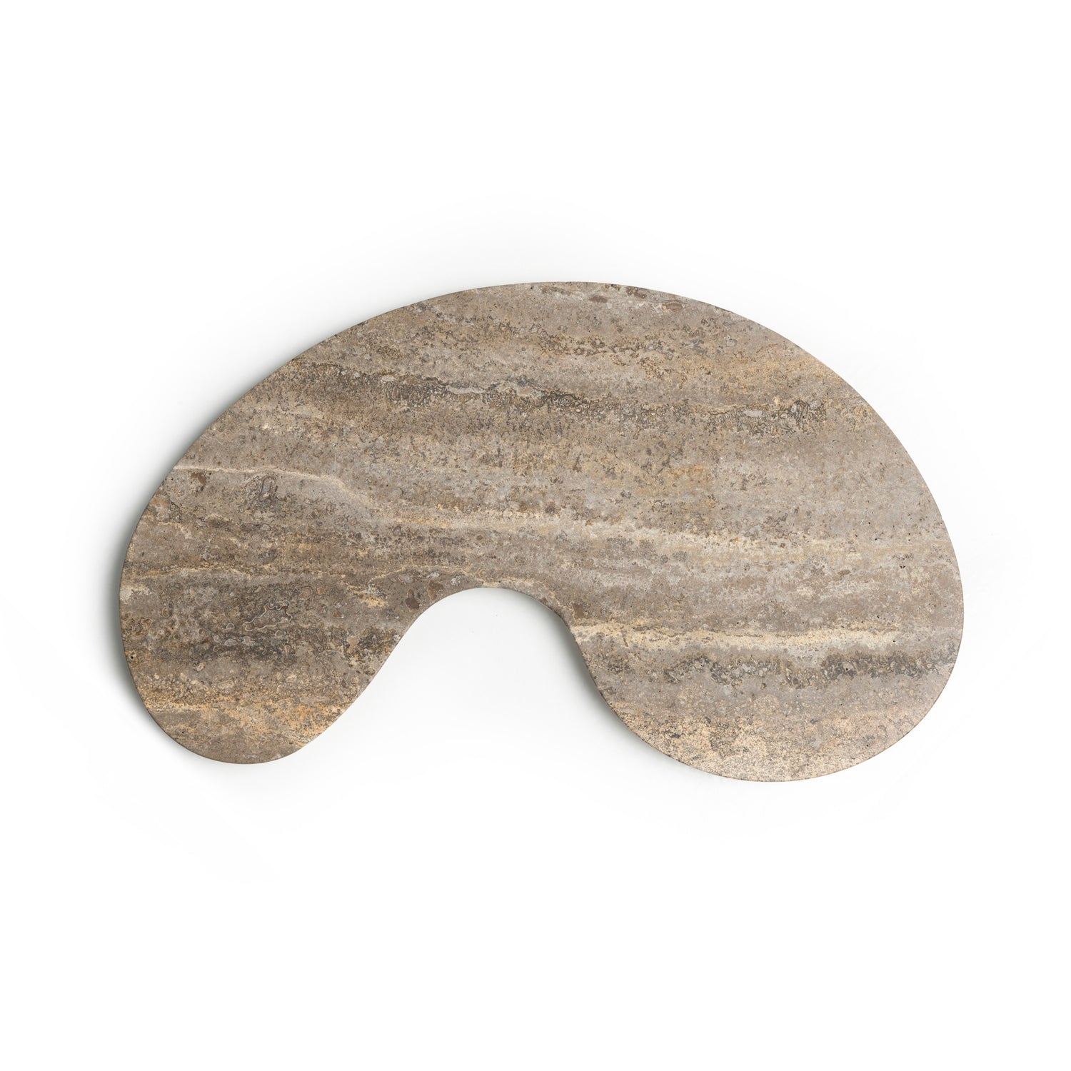 Organic tray Titanium travertine kidney 40x23cm