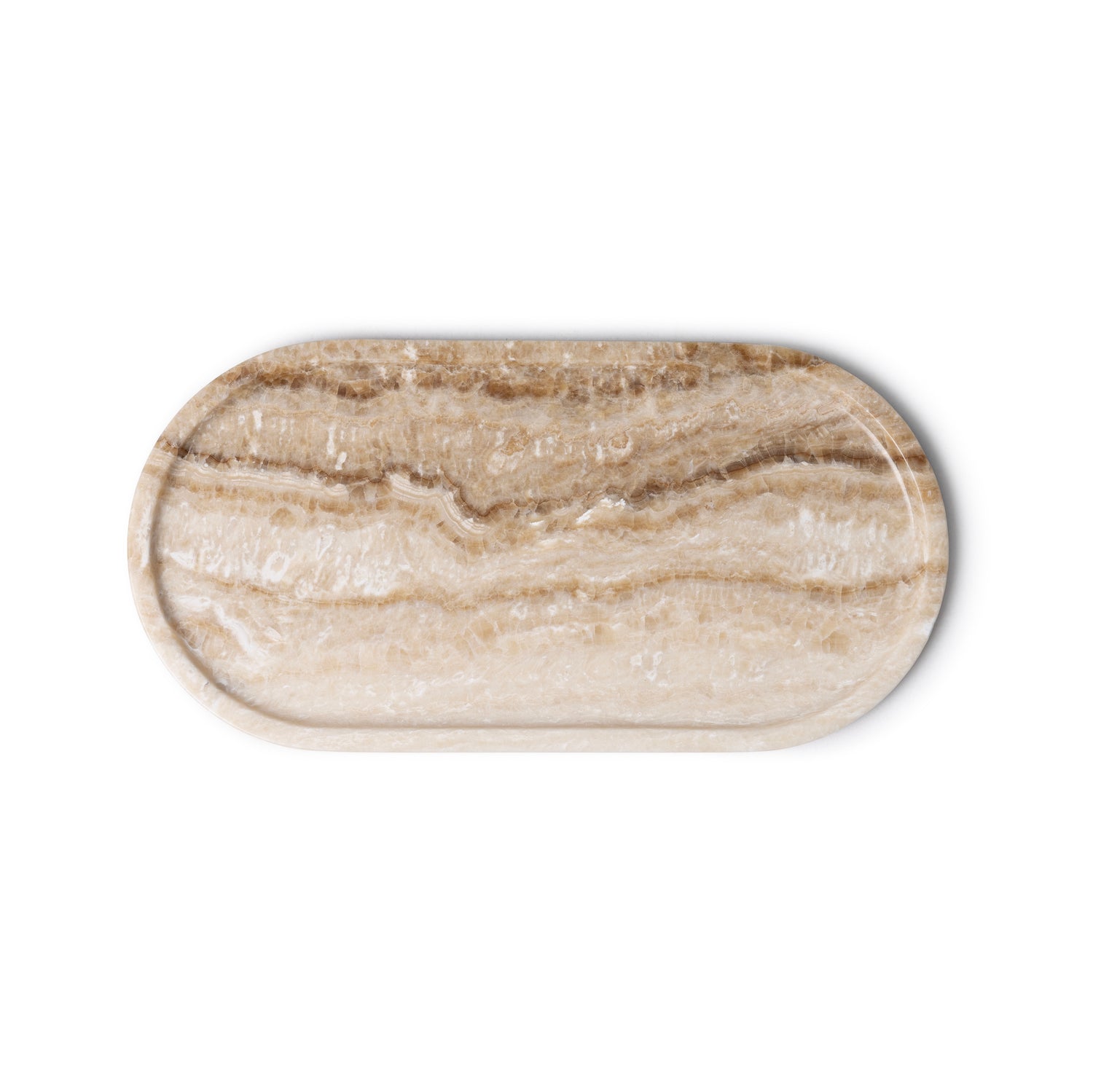 Marble tray oval 40x20cm sandal onyx