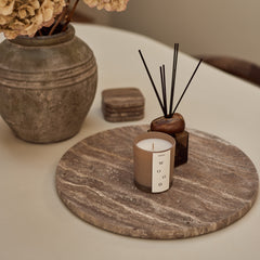 Titanium travertine dienblad 40cm rond MOOISA