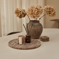 Titanium travertine dienblad 40cm rond MOOISA