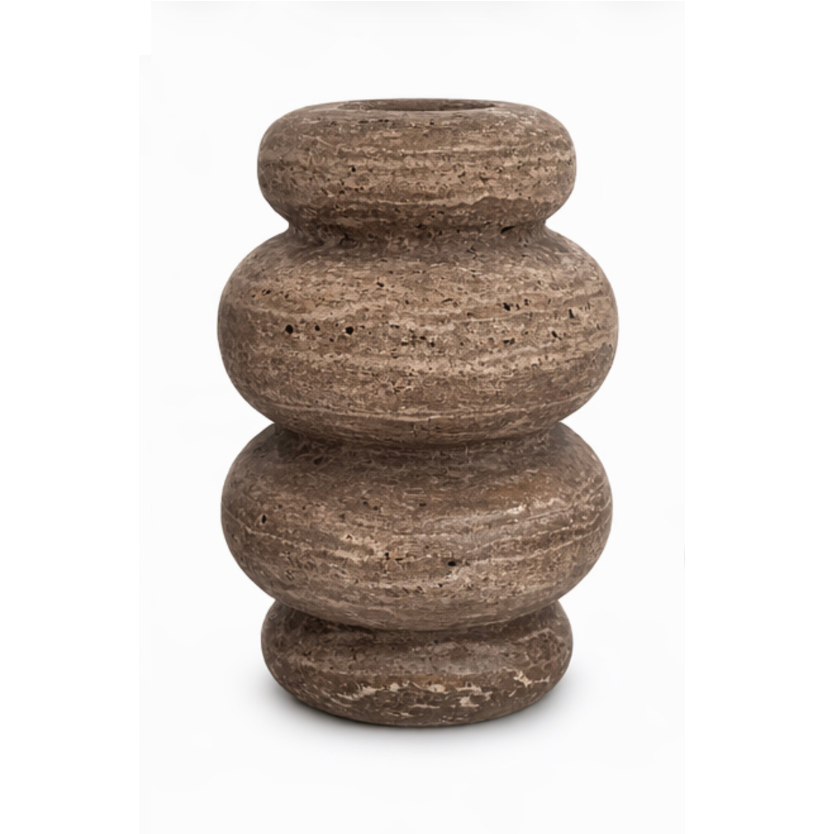 Bublé-Vase L Ø20x31cm Titanium Travertin