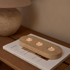 Travertine waxinelichthouder MOOSA