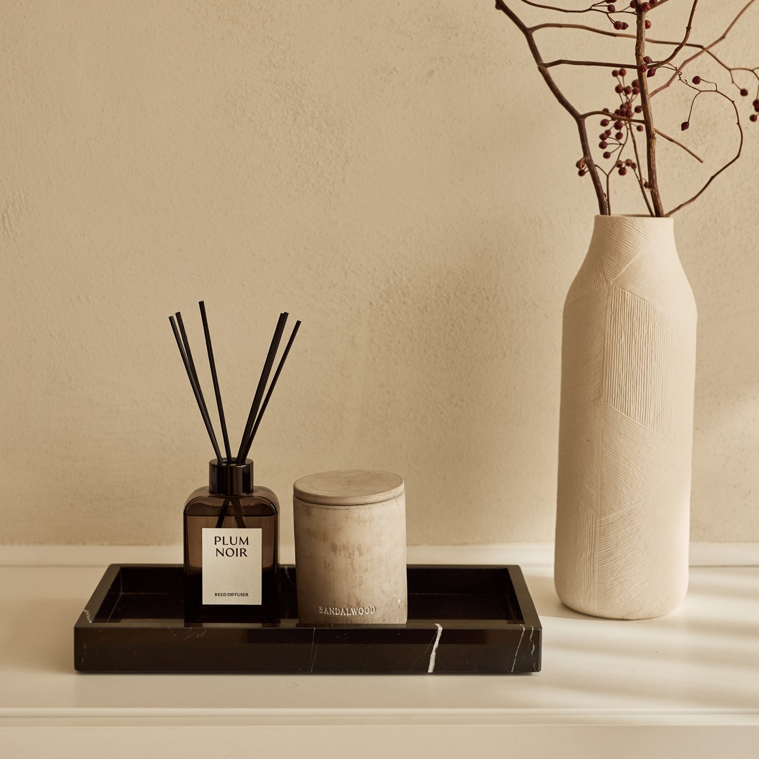 Zwart marmer dienblad MOOISA