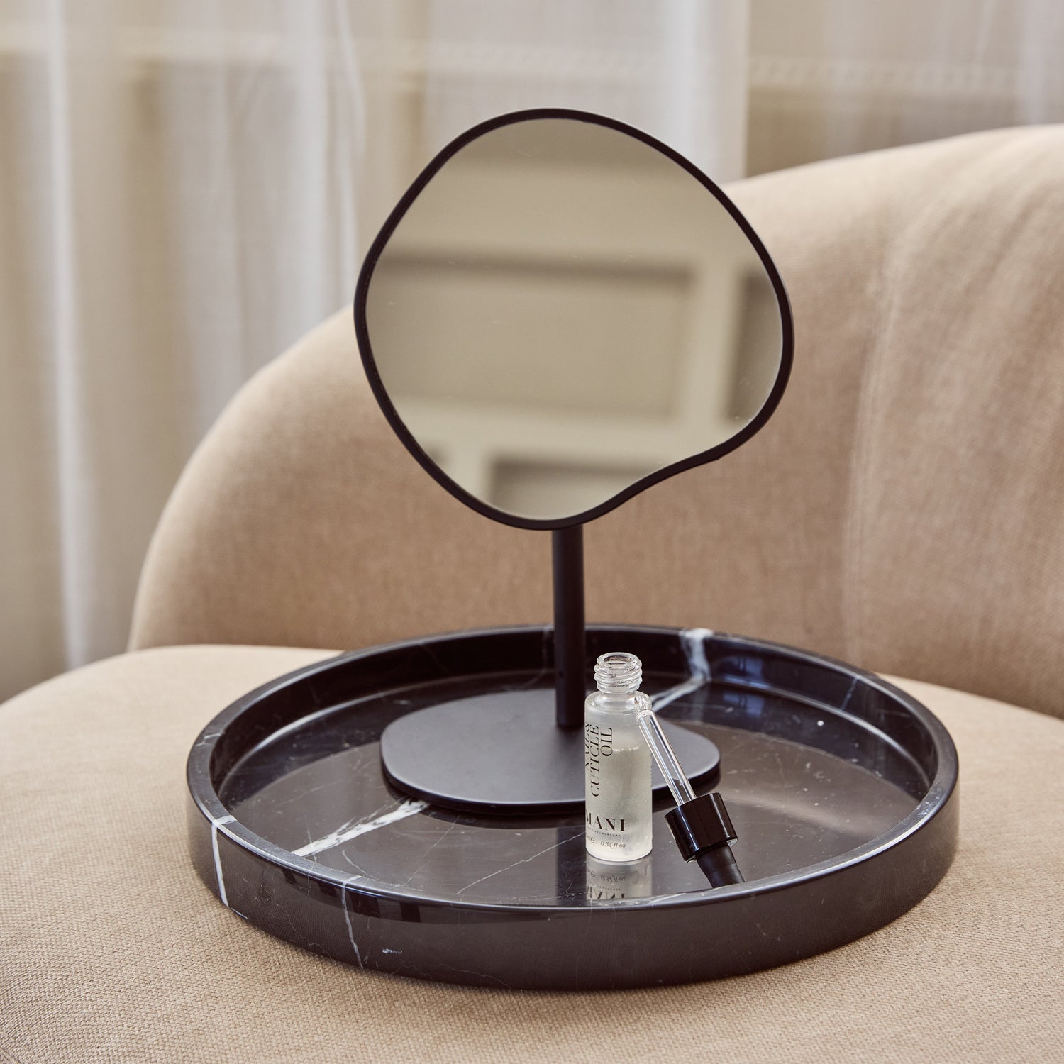 Marmortablett rund mit Randtablett Ø30cm schwarz
