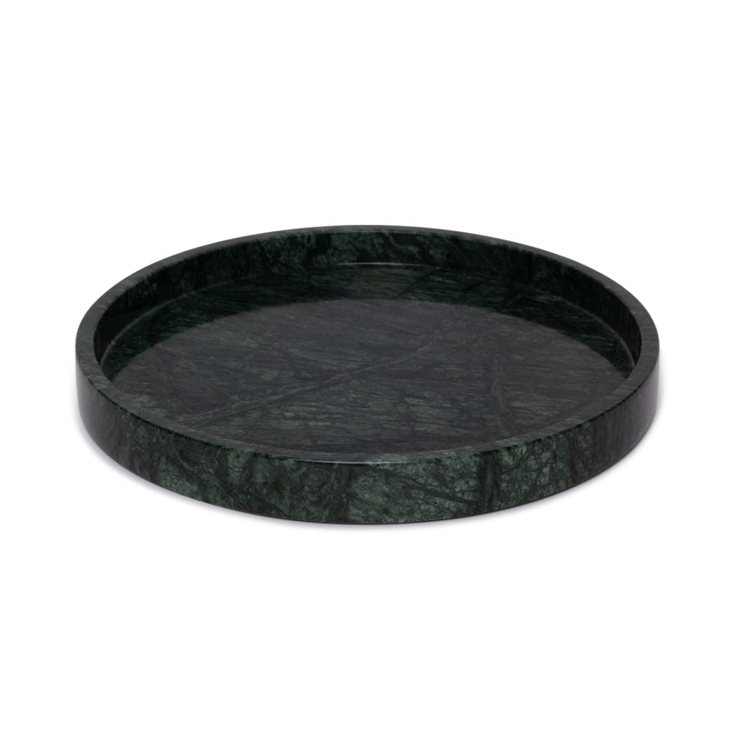 Marble tray round with edge Ø30cm green