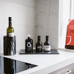 Marmer dienblad rechthoek L zwart