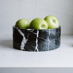 Marmer fruitschaal rond zwart